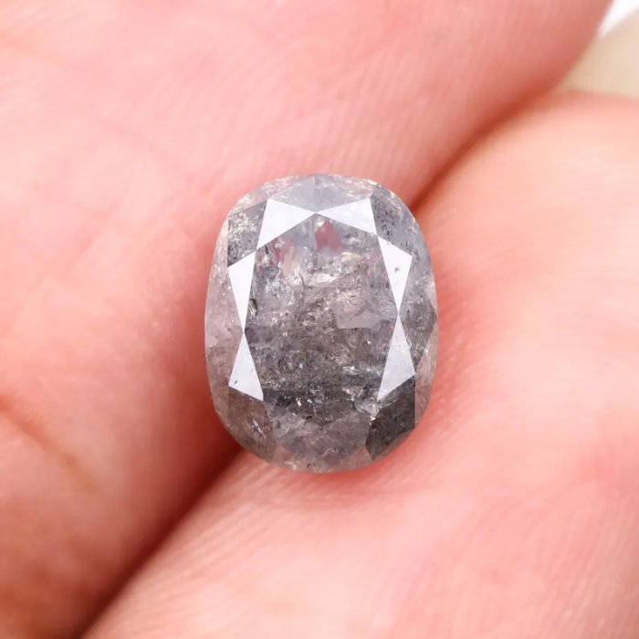 1.98 CT Oval Cut Salt and Pepper Earth Mined Diamond - Minimal Carbon