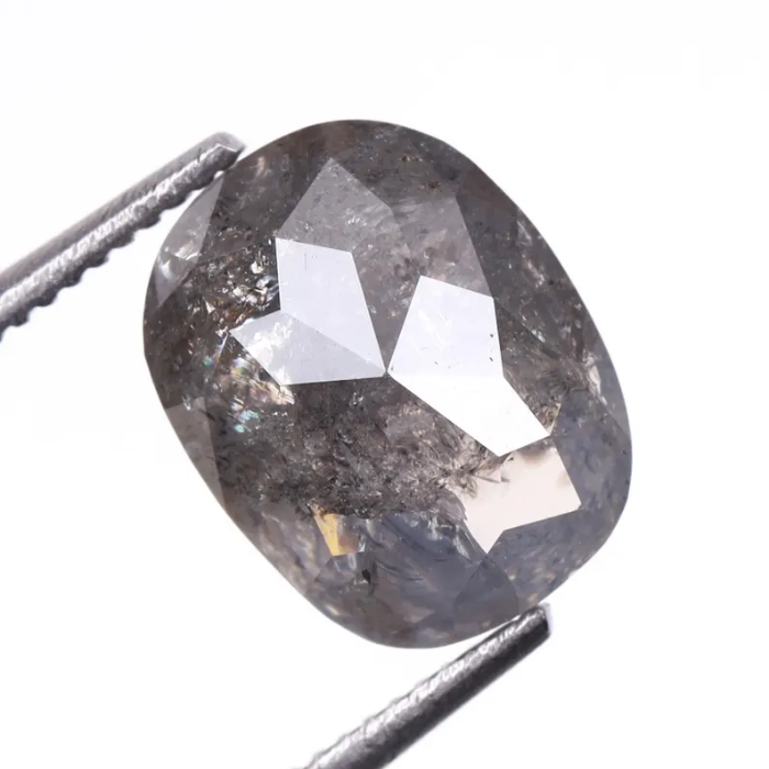 1.98 CT Oval Cut Salt and Pepper Earth Mined Diamond - Minimal Carbon