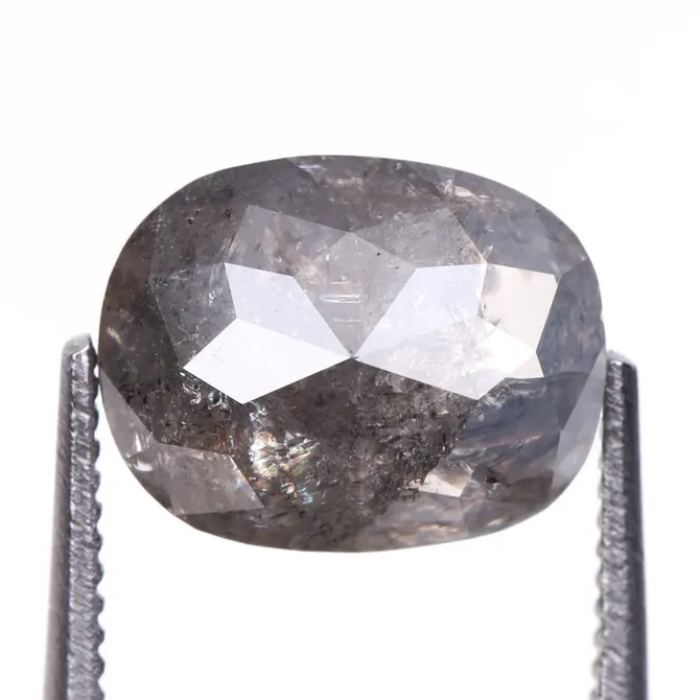1.98 CT Oval Cut Salt and Pepper Earth Mined Diamond - Minimal Carbon