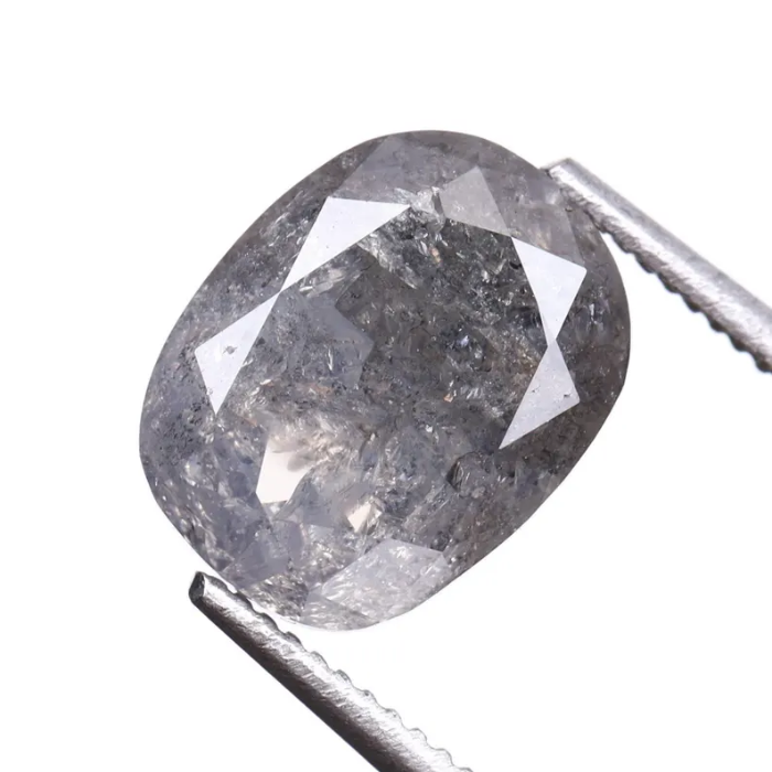 1.98 CT Oval Cut Salt and Pepper Earth Mined Diamond - Minimal Carbon