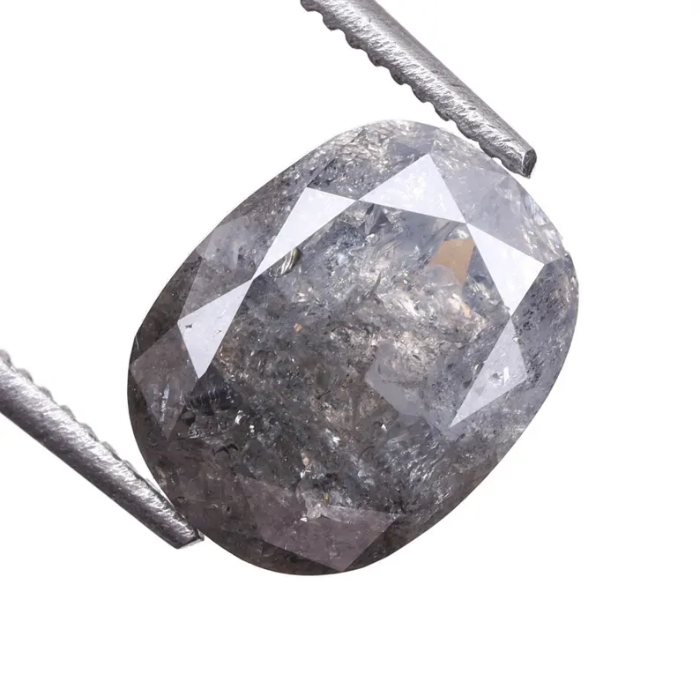 1.98 CT Oval Cut Salt and Pepper Earth Mined Diamond - Minimal Carbon