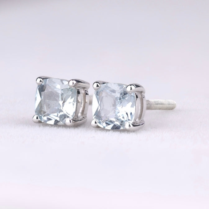 Natural Sapphire Round Stud Earrings