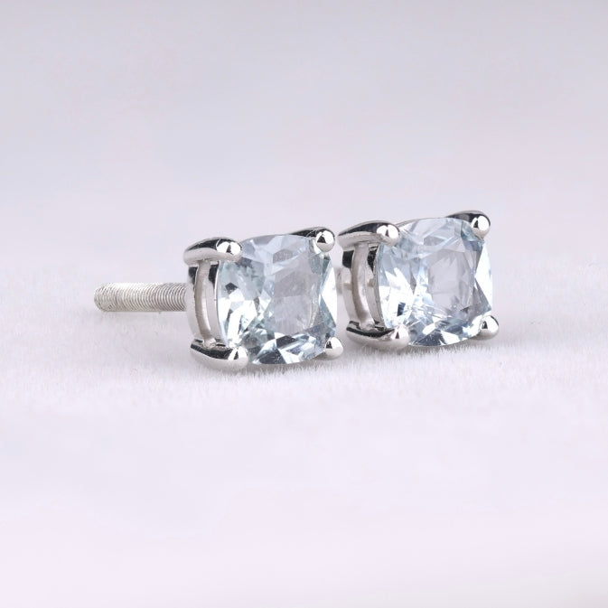 Natural Sapphire Round Stud Earrings