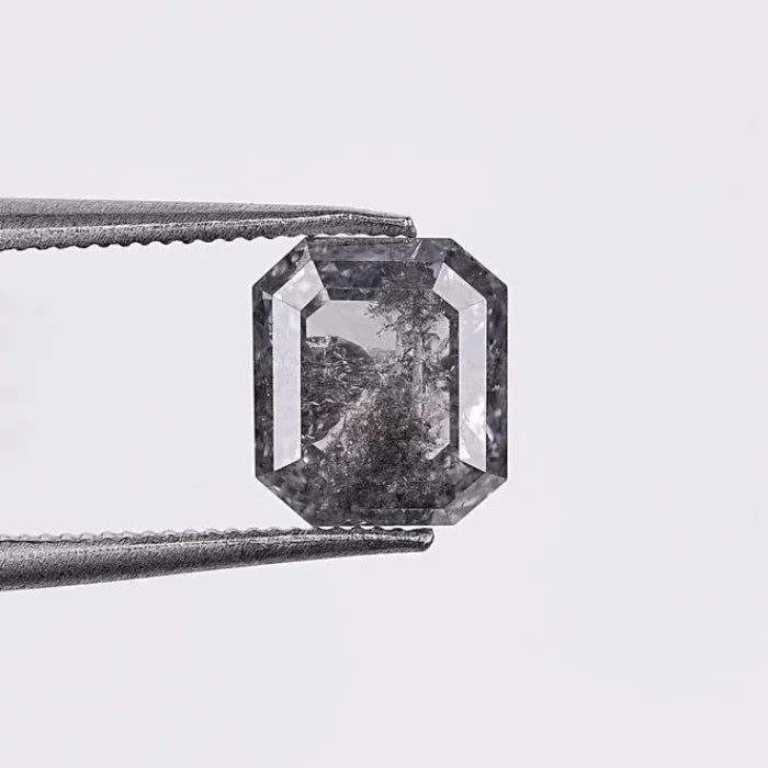 1.71 Carat Emerald Brilliant Cut Salt & Pepper Natural Loose Diamond