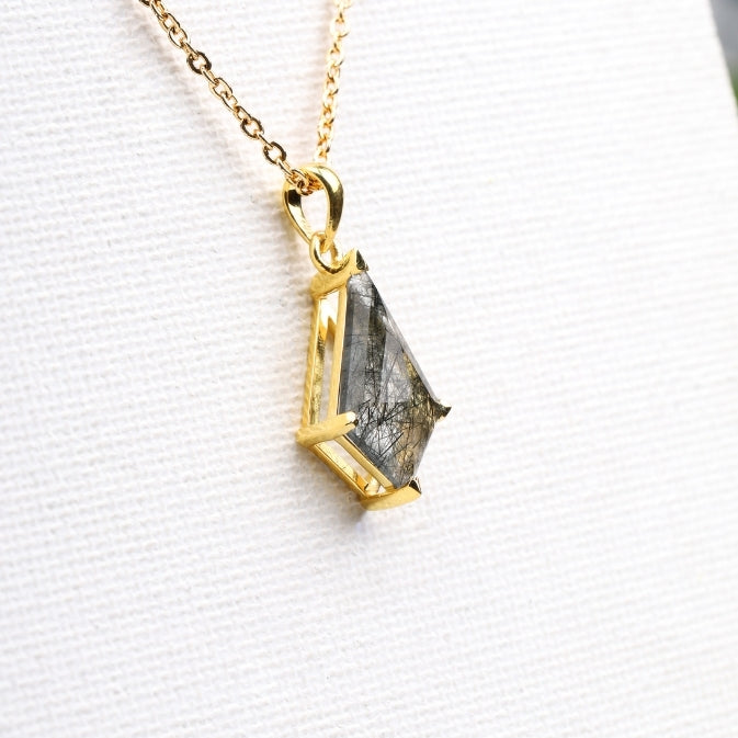 Rutilated Quartz Kite Gold Pendant