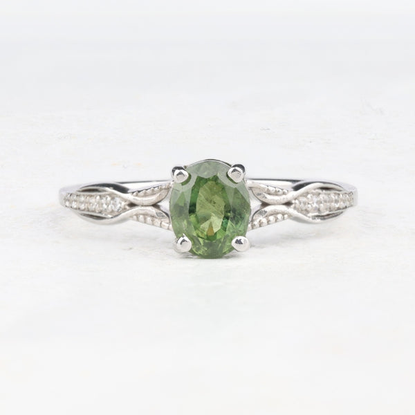 Olive Green Sapphire Engagement Ring
