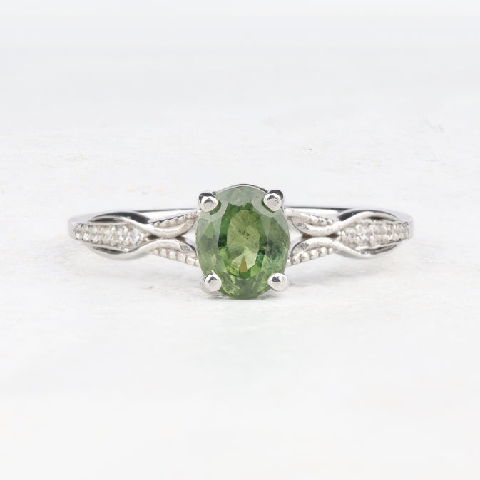 Oval Cut Green Sapphire Engagement Ring For Couple