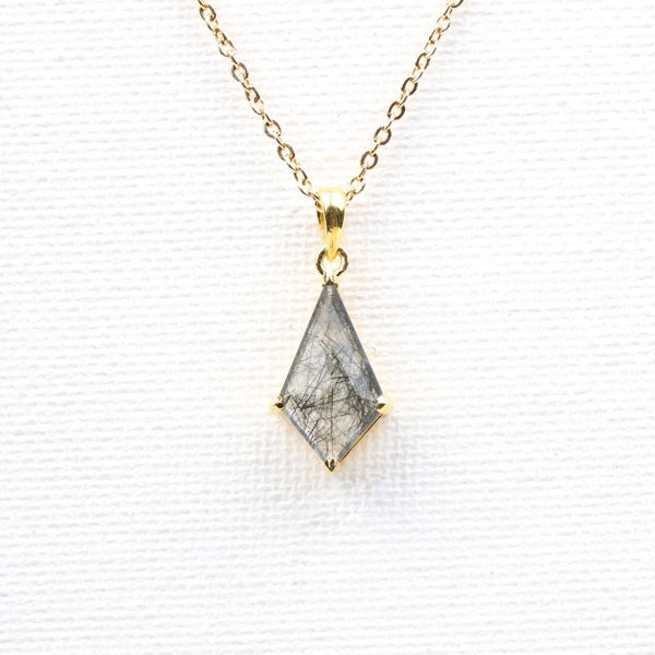 Rutilated Quartz Kite Gold Pendant