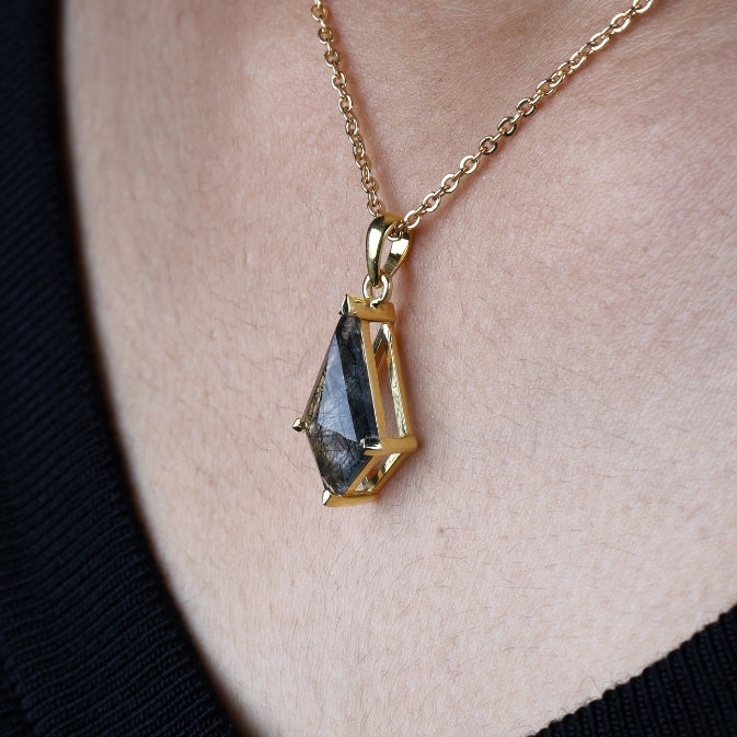 Rutilated Quartz Kite Gold Pendant