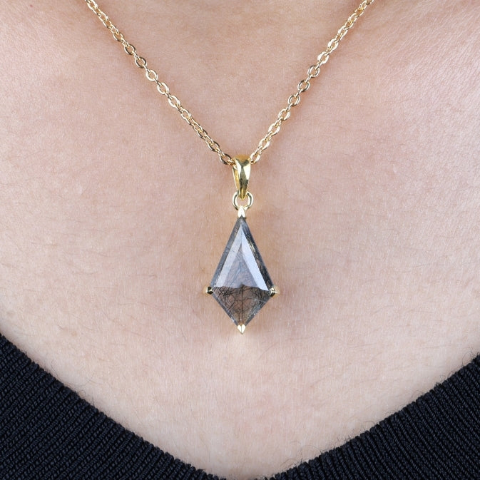 Rutilated Quartz Kite Gold Pendant