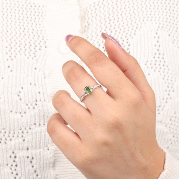 Olive Green Sapphire Engagement Ring