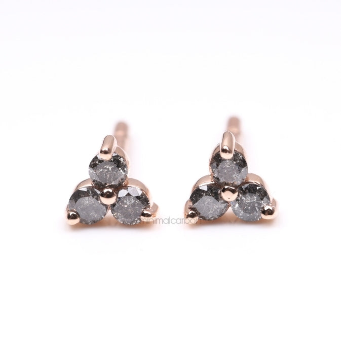Trio Diamond Earring Stud Pair - Minimal Carbon