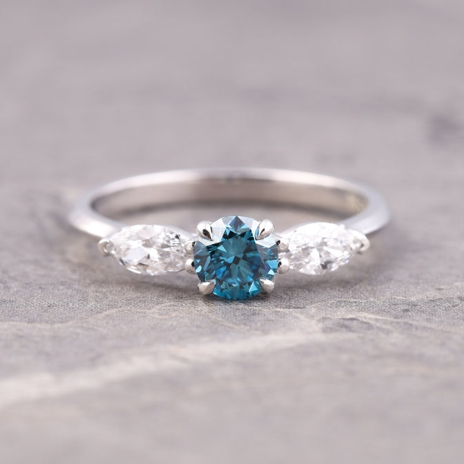 Three Stone Round Cut Diamond Ring