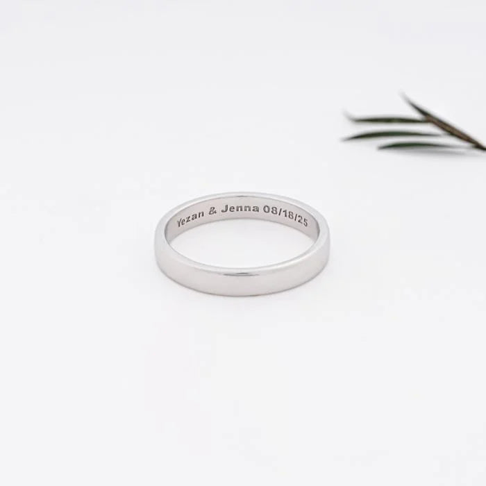 14K Solid White Gold Thin Wedding Band