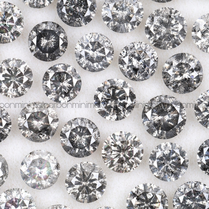 Salt and Pepper Brilliant Cut Melee Diamond - Minimal Carbon