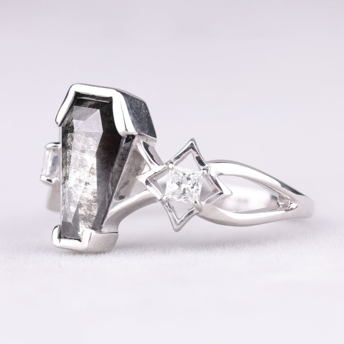 Coffin Cut Engagement Ring
