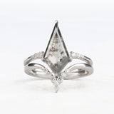 Kite Salt and Pepper Diamond Ring with Crown Band – Bridal Set