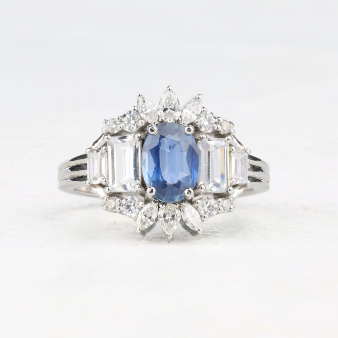 Oval Cut Natural Sapphire Diamond Luxury Ring