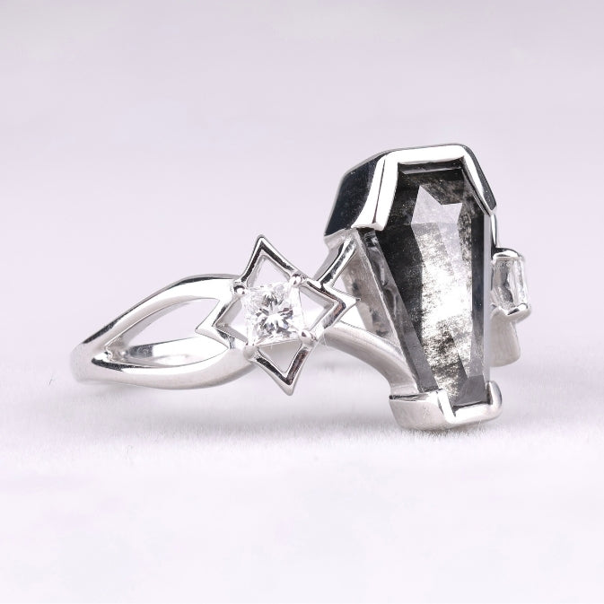 Coffin Cut Engagement Ring