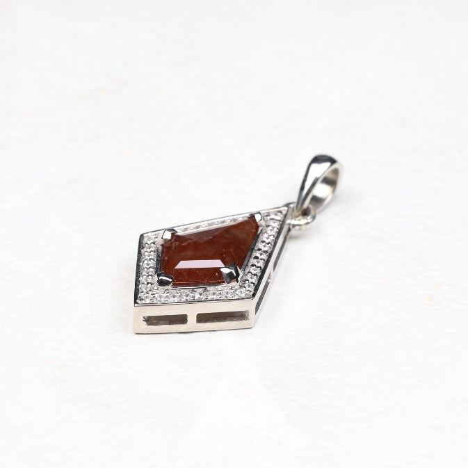 Rustic Diamond Kite-Shaped Pendant