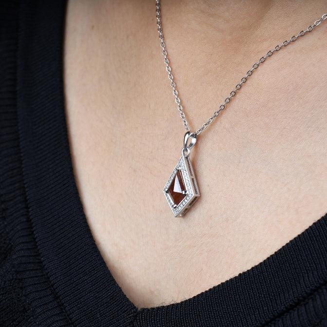 Rustic Diamond Kite-Shaped Pendant