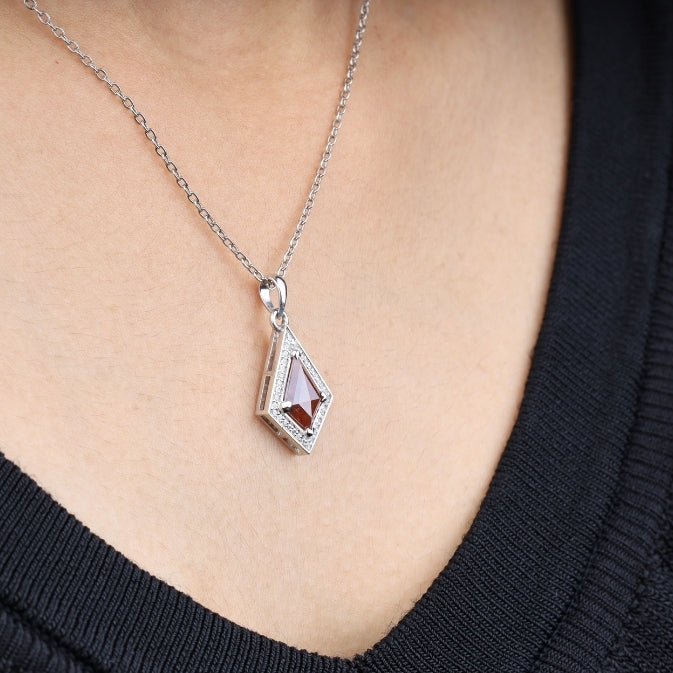 Rustic Diamond Kite-Shaped Pendant
