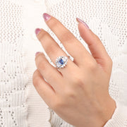 Oval Cut Natural Sapphire Diamond Luxury Ring
