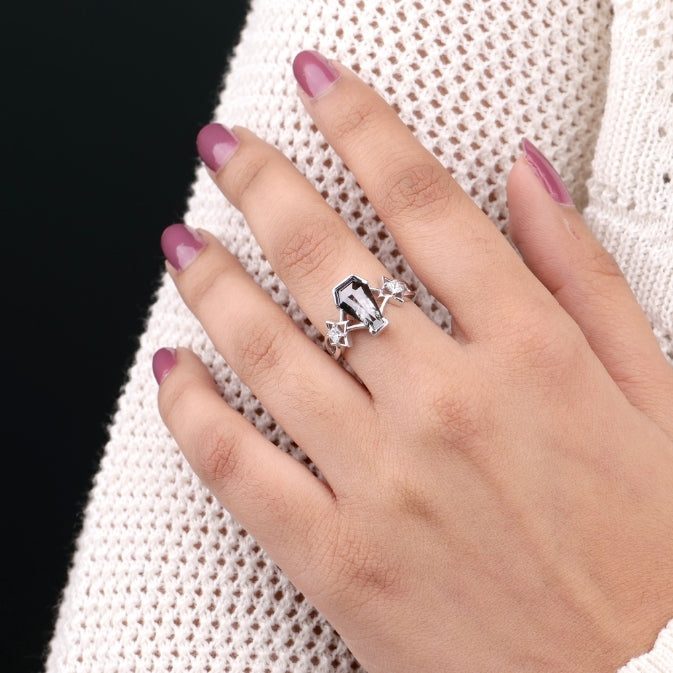 Coffin Cut Engagement Ring