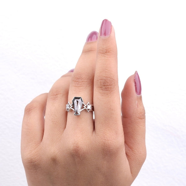 Coffin Cut Engagement Ring