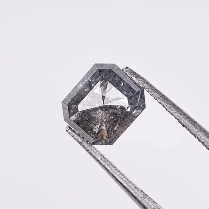 1.71 Carat Emerald Brilliant Cut Salt & Pepper Natural Loose Diamond