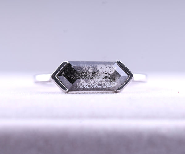 Half Bezel Hexagon Lab Grown Solitaire Engagement Ring