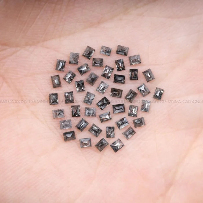 2.0 X 1.5 MM, Baguette Cut Salt And Pepper Diamond
