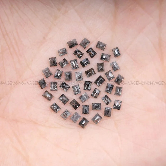 2.0 X 1.5 MM, Baguette Cut Salt And Pepper Diamond