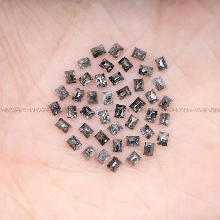 2.0 X 1.5 MM, Baguette Cut Salt And Pepper Diamond