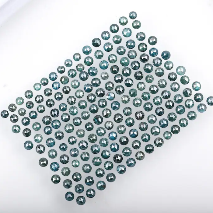 2.0 mm Round Rose Cut Enhanced Blue Natural Diamond