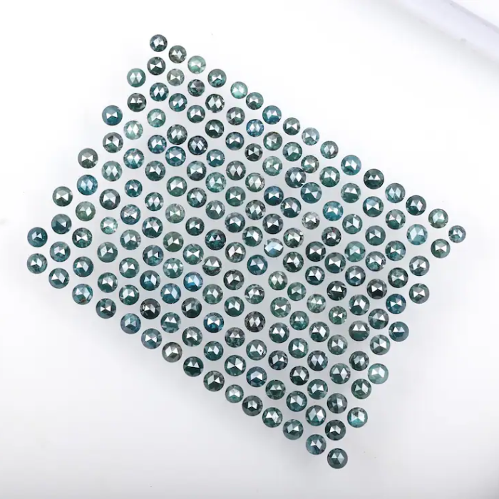 2.0 mm Round Rose Cut Enhanced Blue Natural Diamond