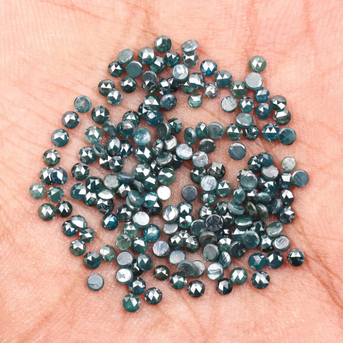 2.0 mm Round Rose Cut Enhanced Blue Natural Diamond