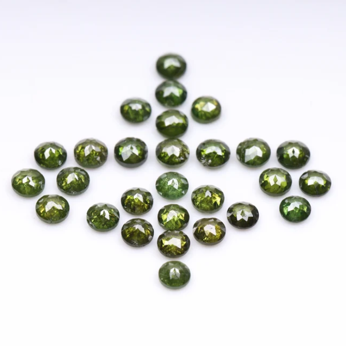 2.0 mm Round Tambuli Cut Enhanced Green Natural Diamond