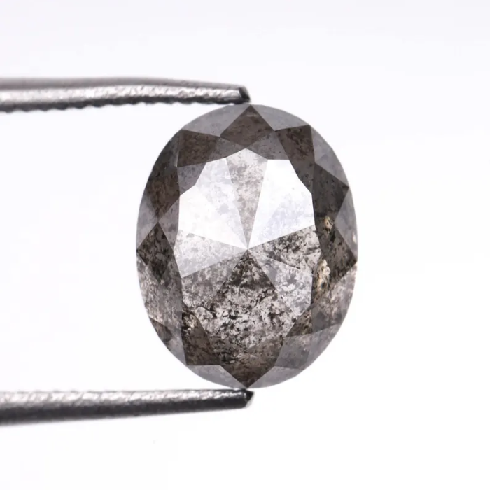 2.15 CT Oval Cut Salt and Pepper Full Cut Diamond