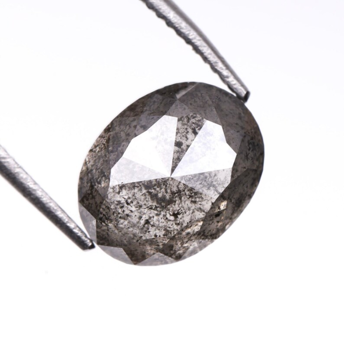 2.15 CT Oval Cut Salt and Pepper Full Cut Diamond