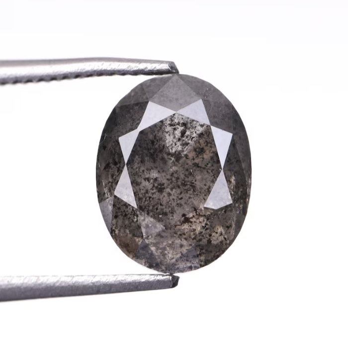 2.15 CT Oval Cut Salt and Pepper Full Cut Diamond