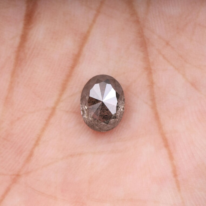 2.15 CT Oval Cut Salt and Pepper Full Cut Diamond