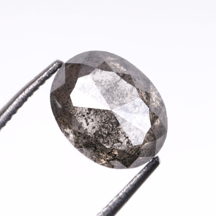 2.15 CT Oval Cut Salt and Pepper Full Cut Diamond