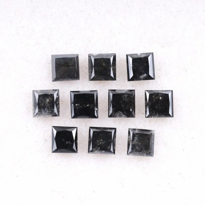 2.25 MM Princess Cut Salt And Pepper Melee Diamond