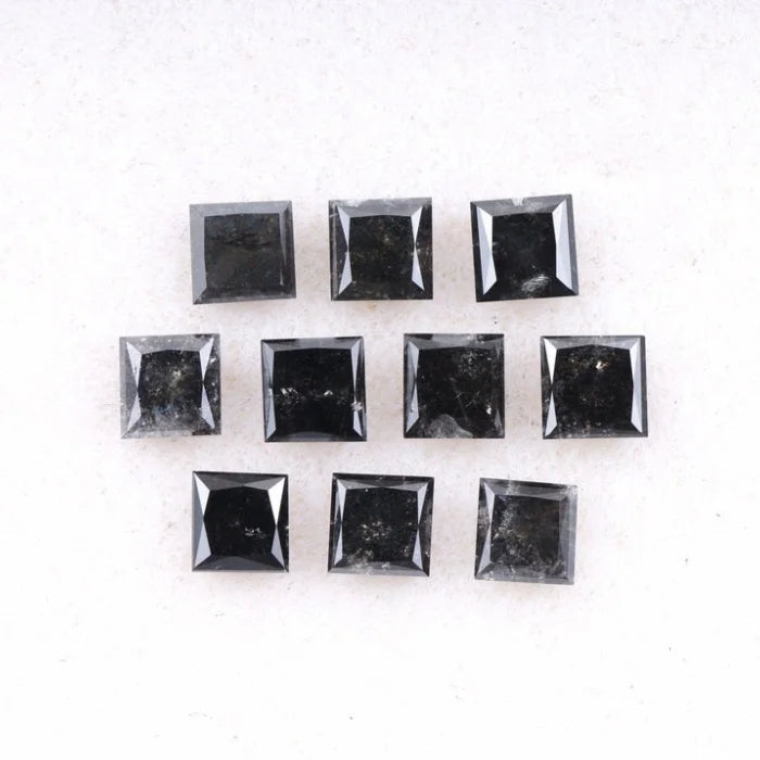 2.25 MM Princess Cut Salt And Pepper Melee Diamond
