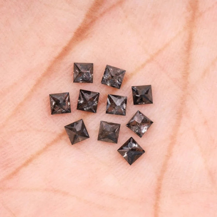 2.25 MM Princess Cut Salt And Pepper Melee Diamond