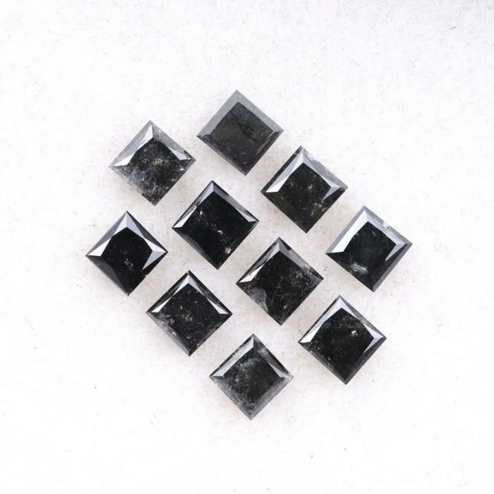 2.25 MM Princess Cut Salt And Pepper Melee Diamond