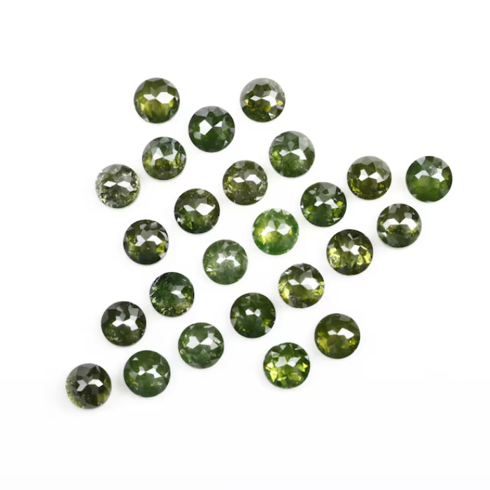 2.27 CT, 2.60 MM Enhanced Green Color Diamond Round Rose Cut Diamond Natural Loose Diamond Melee Diamond - Minimal Carbon