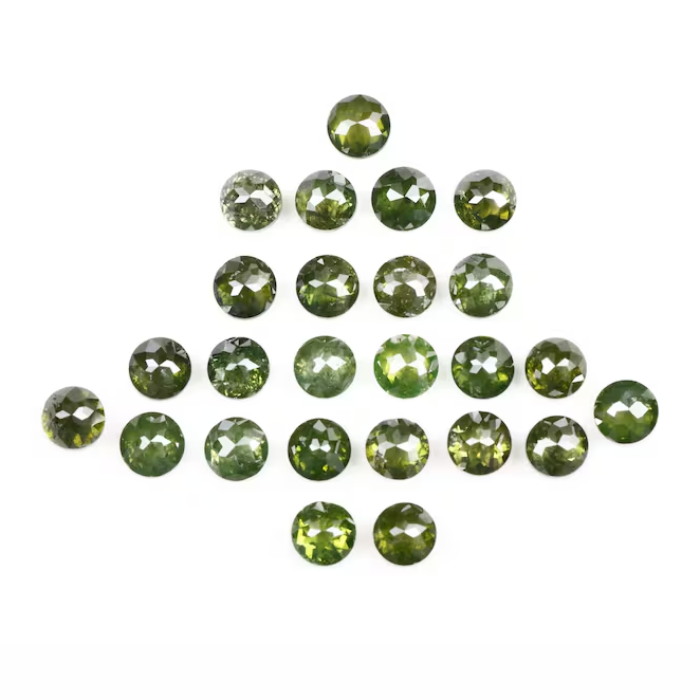 2.27 CT, 2.60 MM Enhanced Green Color Diamond Round Rose Cut Diamond Natural Loose Diamond Melee Diamond - Minimal Carbon