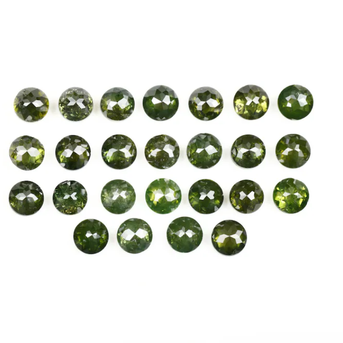 2.27 CT, 2.60 MM Enhanced Green Color Diamond Round Rose Cut Diamond Natural Loose Diamond Melee Diamond - Minimal Carbon